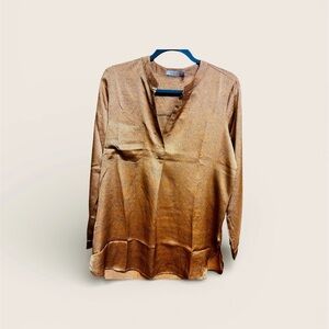 Bishop + Young Spotted Tan/Camel colored Blouse